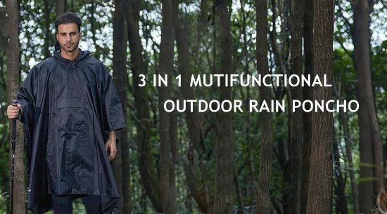 Hooded Rain Poncho for Adult with Pocket Waterproof Lightweight Unisex Raincoat for Hiking Camping Emergency