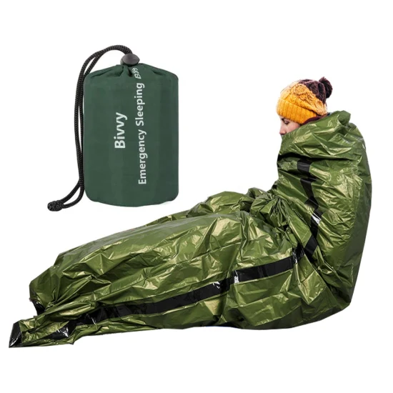 Adult PE Disposable Raincoat Foil Aluminum Custom Thermal Survival Reflective Emergency Rain Poncho