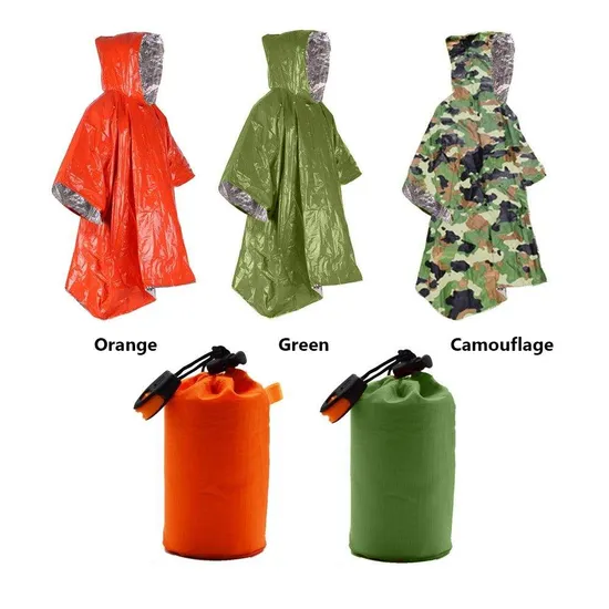 Outdoors Waterproof Emergency Rain Poncho Heat Retention Disposable Raincoat 