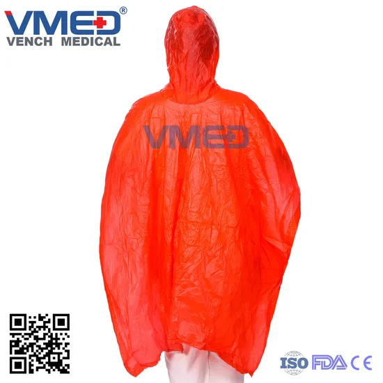 Disposable PE Rain Poncho for Emergency & Safety & Protection Rain Wear 