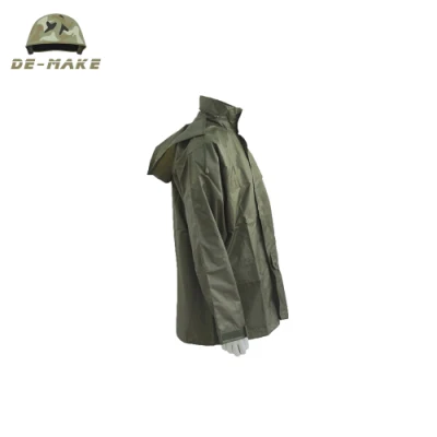 Military Outdoor Polyester Camo Emergency Tactical Raincoat Men Hooded Rain Poncho for Army