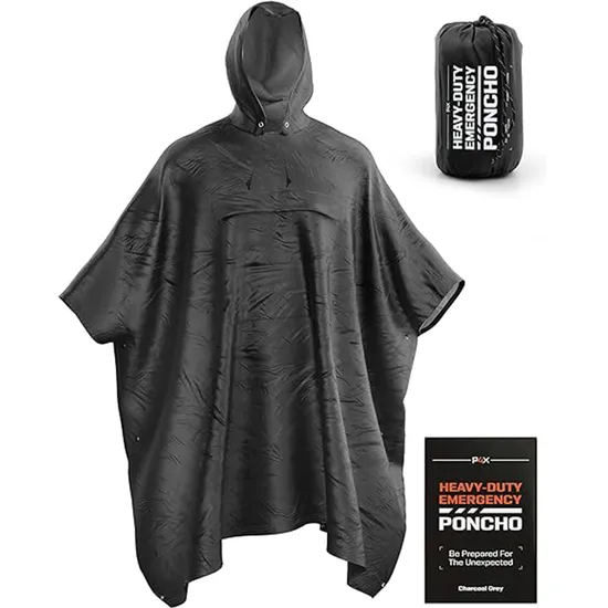 Free Sample Custom Logo Printed PE Emergency Hooded Disposable Transparent Rain Poncho for Promotion 