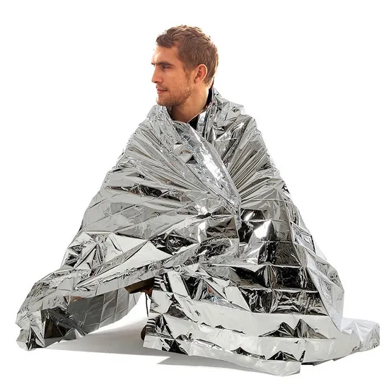 Outdoor First Aid Survival Emergency Mylar Thermal Blanket in Silver Orange Gold Green Colors 