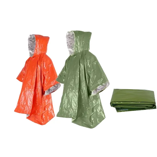 Camping Gear Waterproof Mylar Survival Emergency Rain Foil Thermal Poncho 
