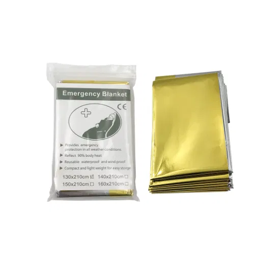First Aid Gold Foil Space Blanket Mylar Thermal Emergency Blankets for Survival Blanket