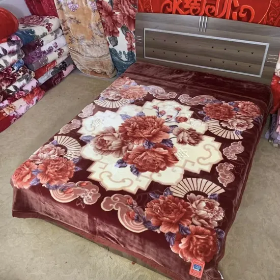 High Class Bedding Deep Red 2ply Floral Printed Blanket Double Coverlets Microfiber Polyester Home Textile Heavy Plush Heavyweight Windproof Winter Warm Blanket 